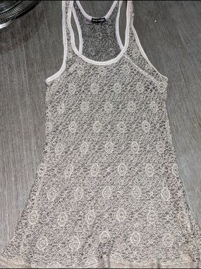 Blue Angel Metallic Lace Tank Dress in Champagne